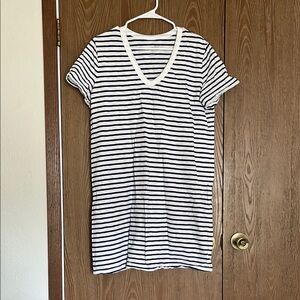 Striped V-Neck T-Shirt Dress